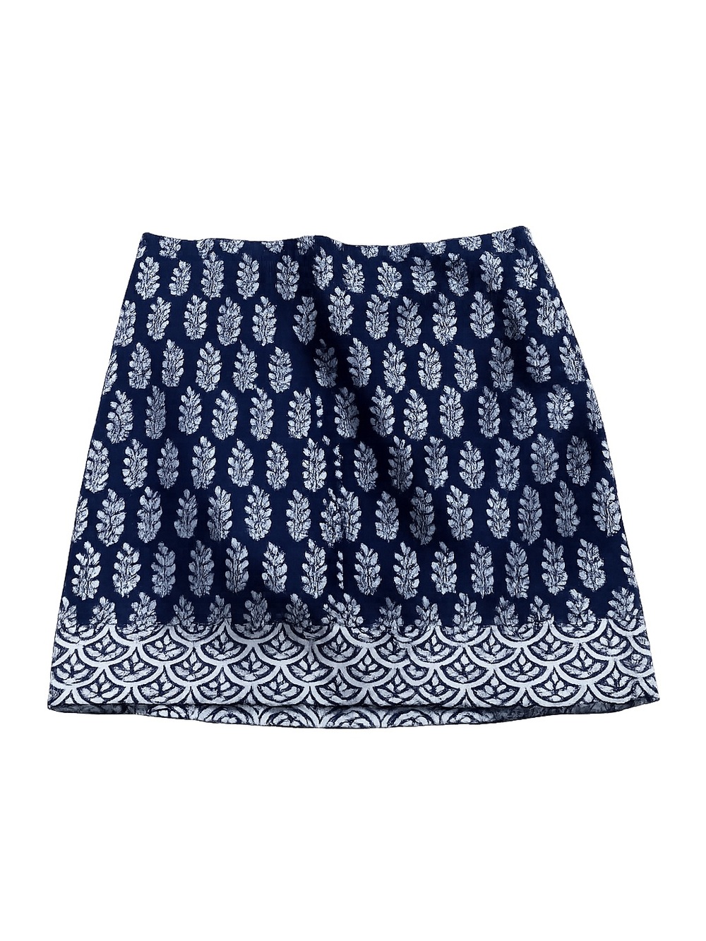 Talbots Navy and White Printed A-Line Skirt